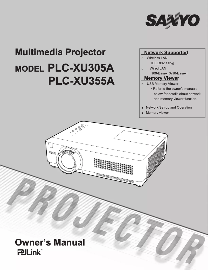 Page n°1 - Manuel utilisateur Sanyo PLC-XU355A