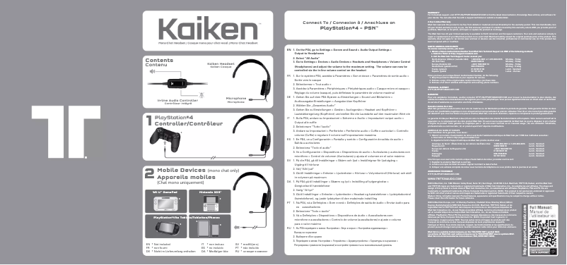 Page n°1 - Manuel utilisateur Tritton Kaiken