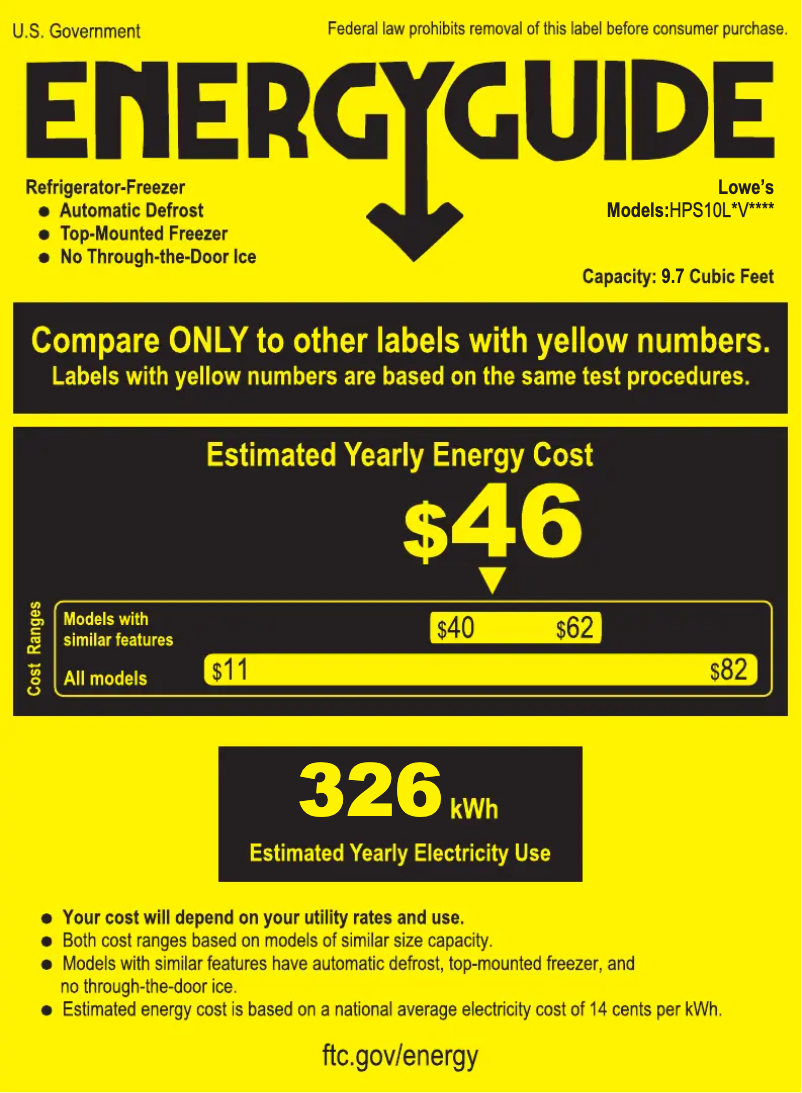 Page n°1 - Label énergétique Hotpoint HPS10LGVRBB