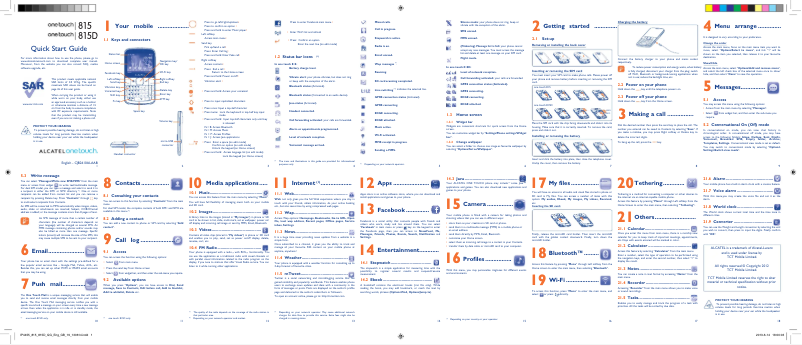 Page n°1 - Guide de démarrage rapide Alcatel One Touch 815D