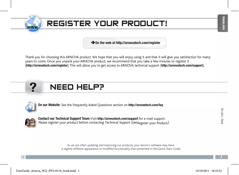 Page n°1 - Manuel utilisateur Arnova 9 G2