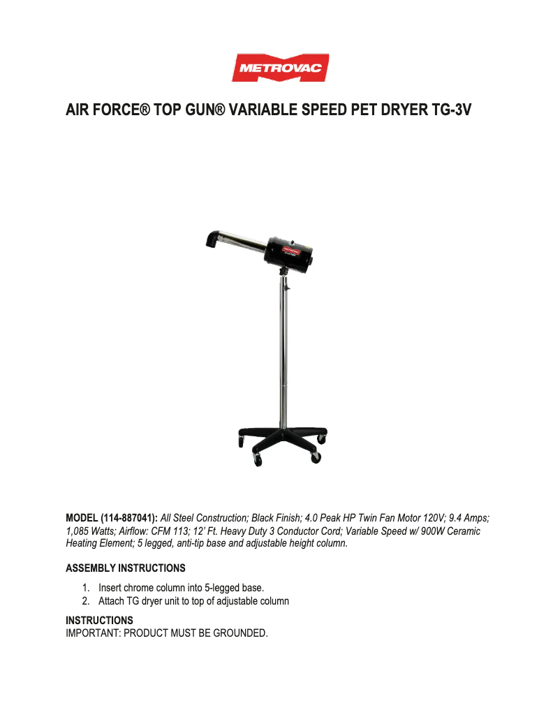 Image de la première page du manuel de l'appareil Air Force Top Gun TG-3V