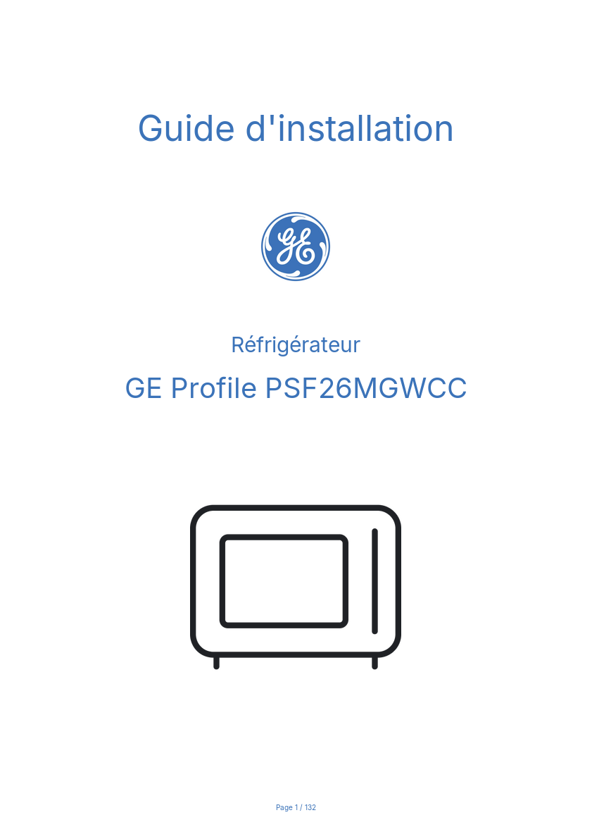 Image de la première page du manuel de l'appareil Profile PSF26MGWCC