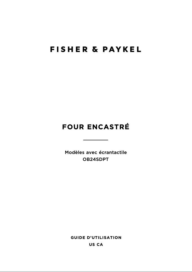 Page 1 de la notice Manuel utilisateur Fisher & Paykel OB24SDPTX1