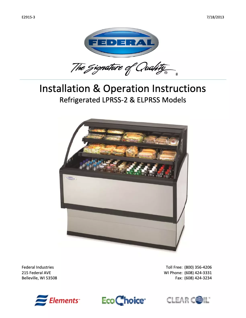 Page 1 de la notice Manuel utilisateur Federal ELPRSS-4