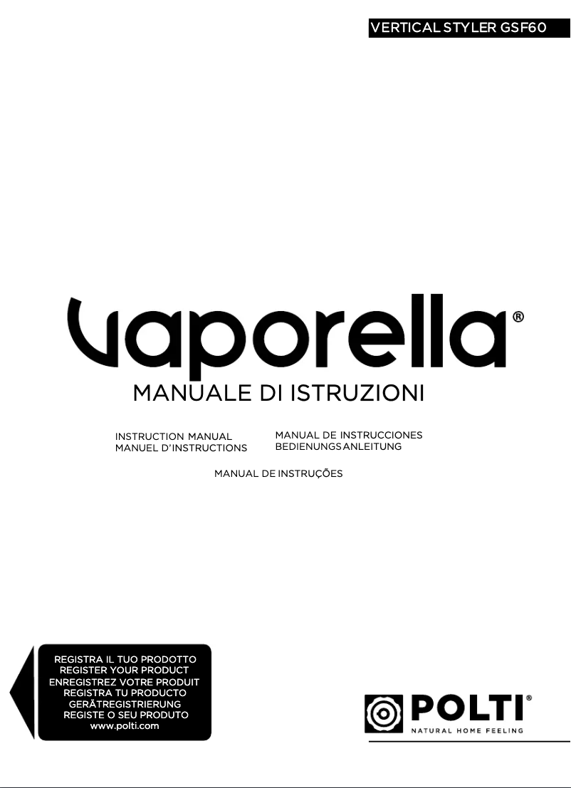 Page 1 de la notice Manuel utilisateur Polti GSF60