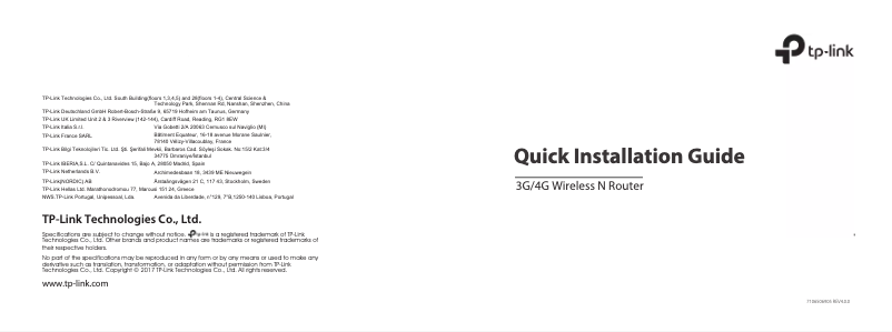 Image de la première page du manuel de l'appareil TL-MR3220