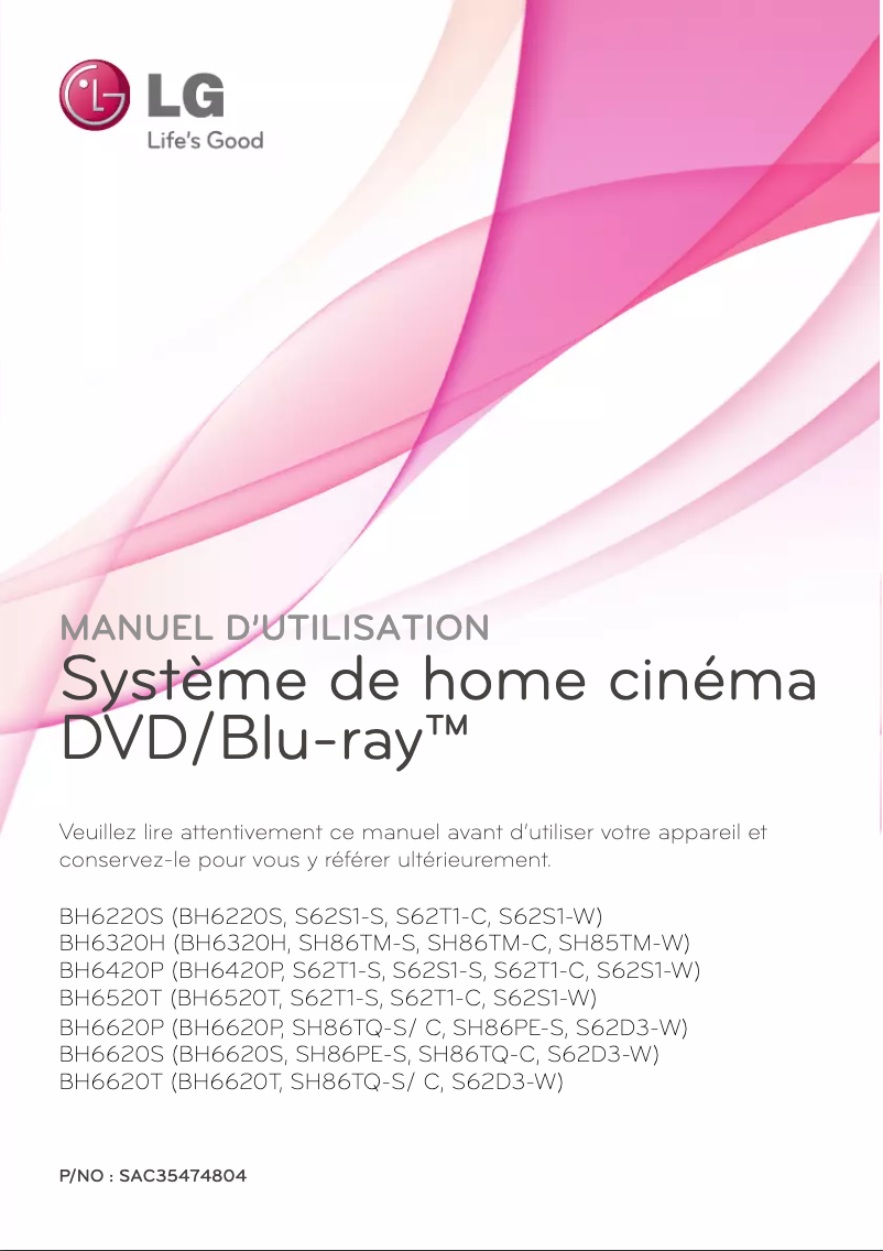 Page 1 de la notice Manuel utilisateur LG BH6220S