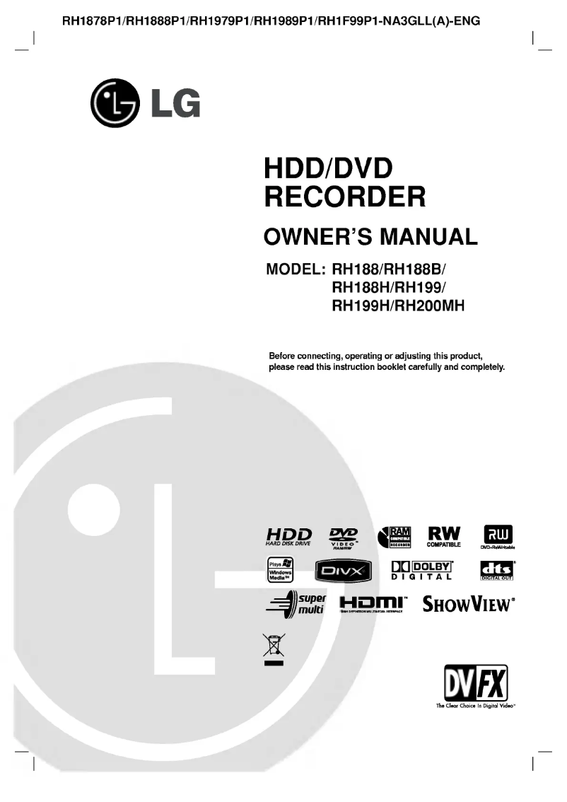 Page n°1 - Manuel utilisateur LG RH1989P1