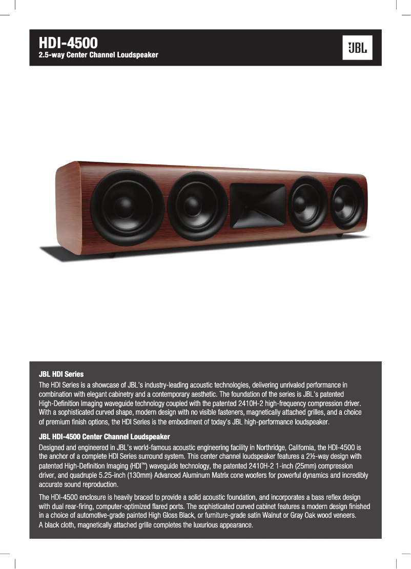 Page 1 de la notice Fiche technique JBL Synthesis HDI-4500
