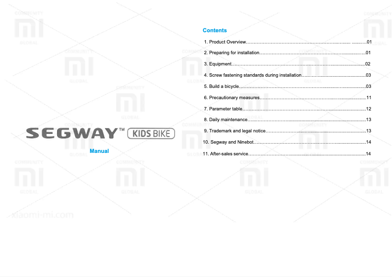 Page 1 de la notice Manuel utilisateur Xiaomi Segway Kids Bike