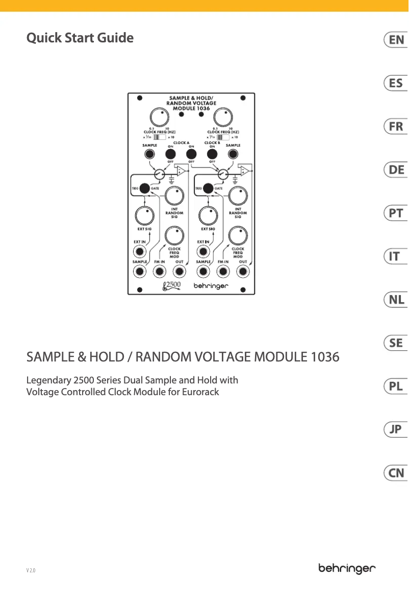 Image de la première page du manuel de l'appareil Sample & Hold / Random Voltage Module 1036