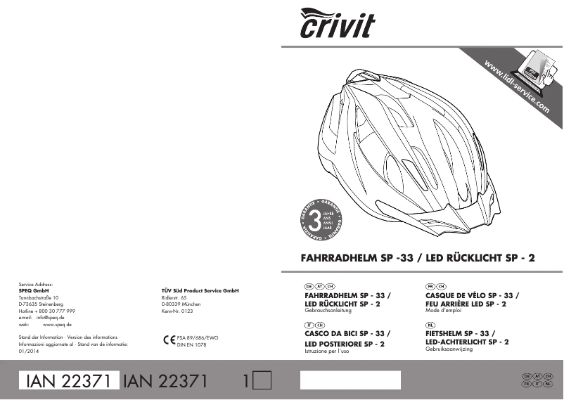 Page 1 de la notice Manuel utilisateur Crivit SP-33