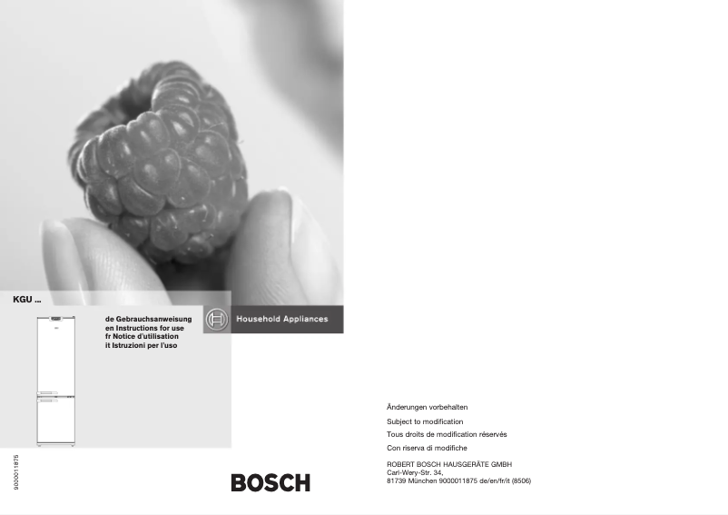 Page n°1 - Manuel utilisateur Bosch KGU44193FF