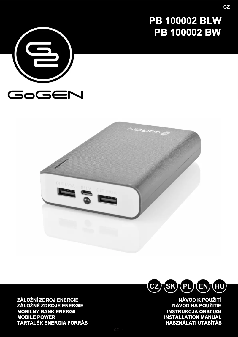 Page n°1 - Manuel utilisateur GoGen PB100002BW