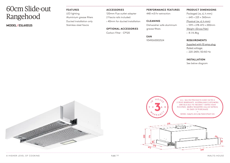Page n°1 - Fiche technique Esatto ESL60D2S