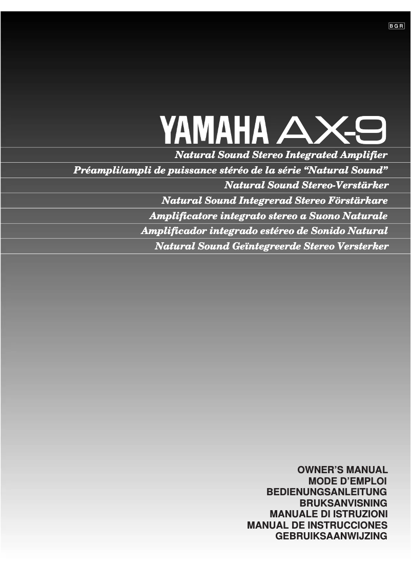 Page n°1 - Manuel utilisateur Yamaha AX-9