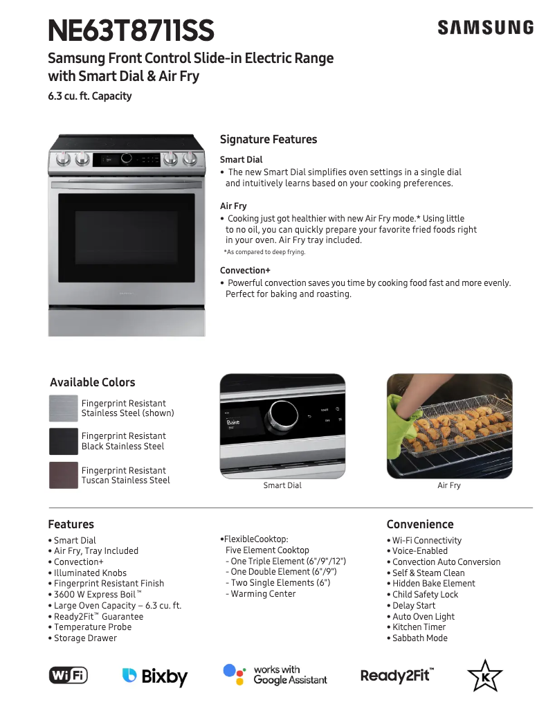 Page 1 de la notice Fiche technique Samsung NE63BB871112