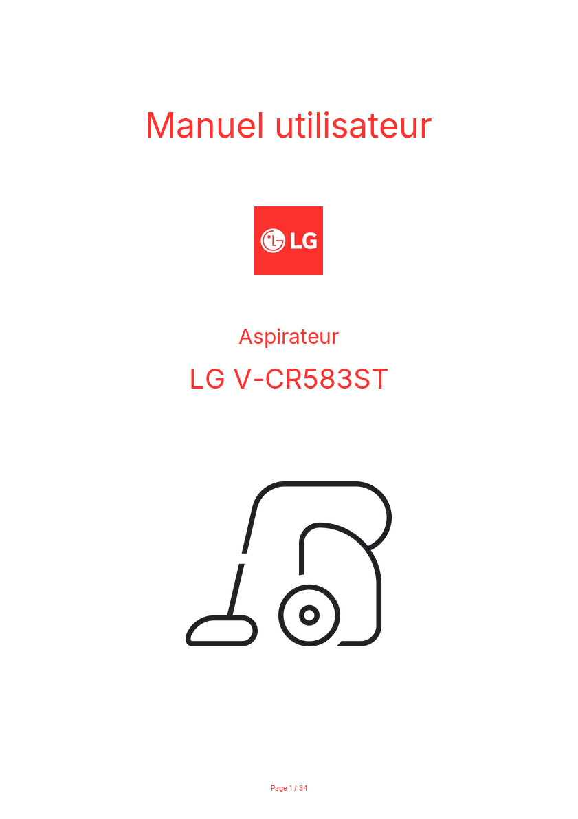 Page n°1 - Manuel utilisateur LG V-CR583ST