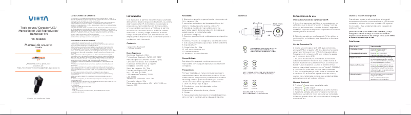 Imagen de la primera página del manual del dispositivo VC-TB128BK