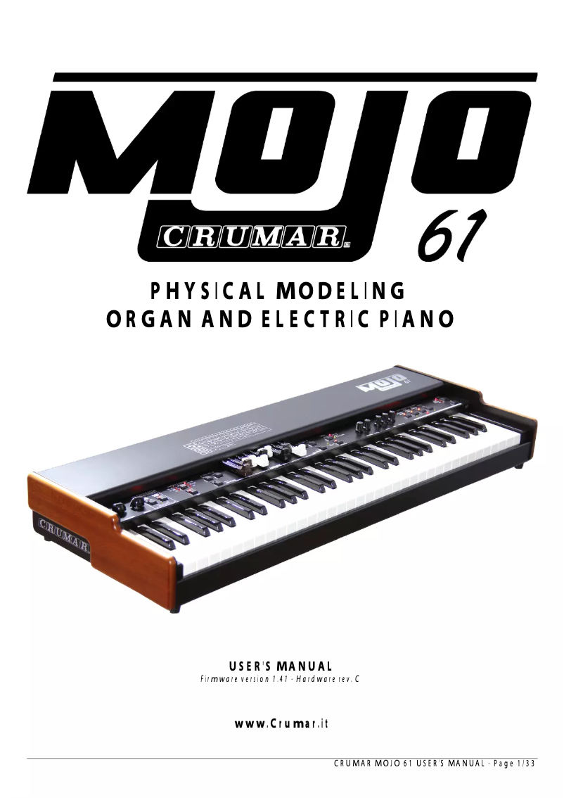 Page n°1 - Manuel utilisateur Crumar Mojo 61