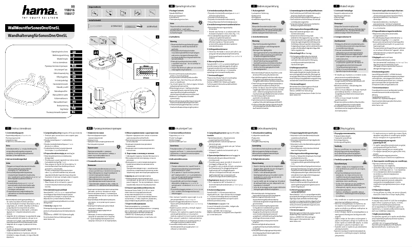 Page 1 de la notice Manuel utilisateur Hama Wall Mount for Sonos One