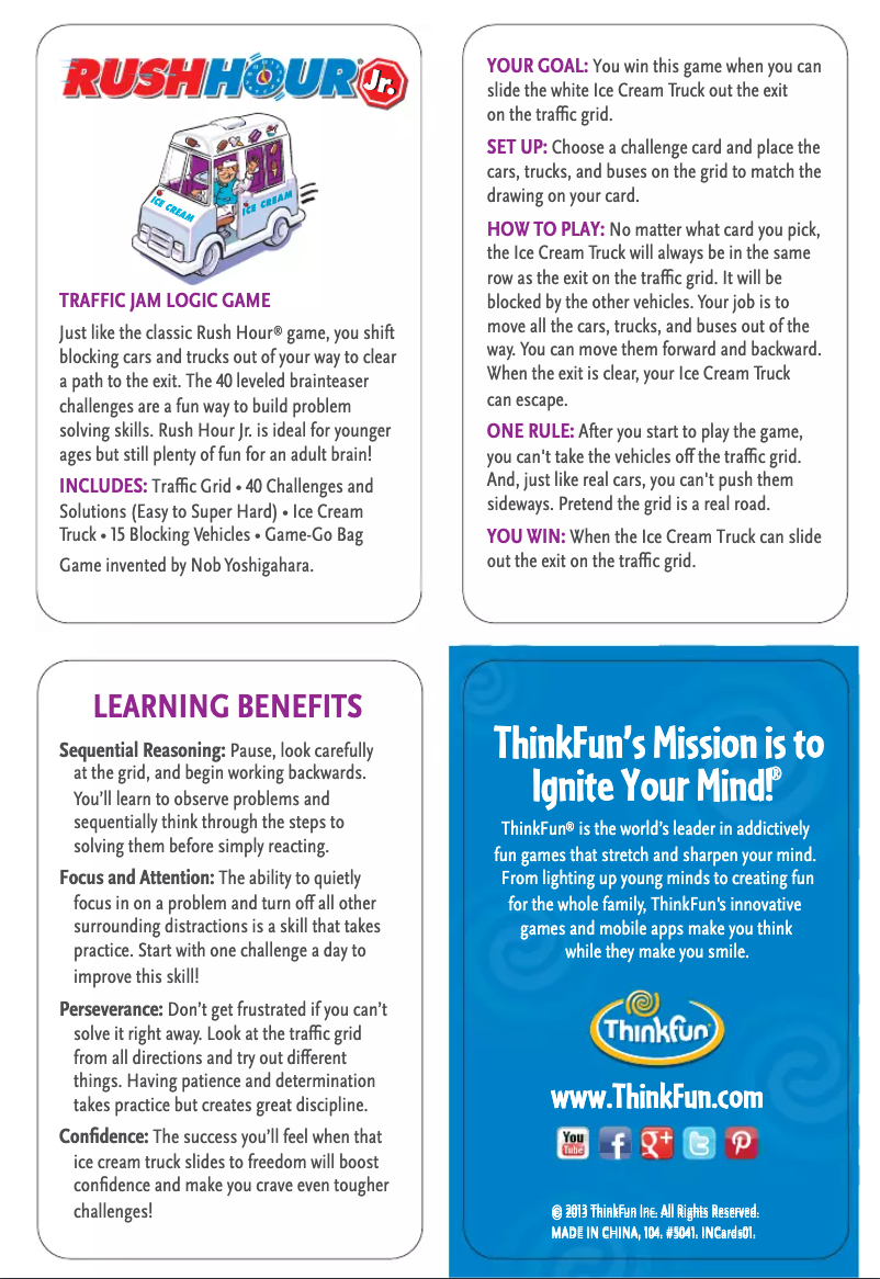 Image de la première page du manuel de l'appareil Rush Hour Junior