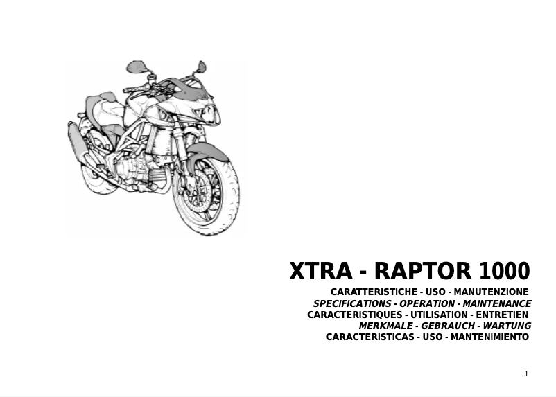 Page 1 de la notice Manuel utilisateur Cagiva X-TRA Raptor 1000 (2003)