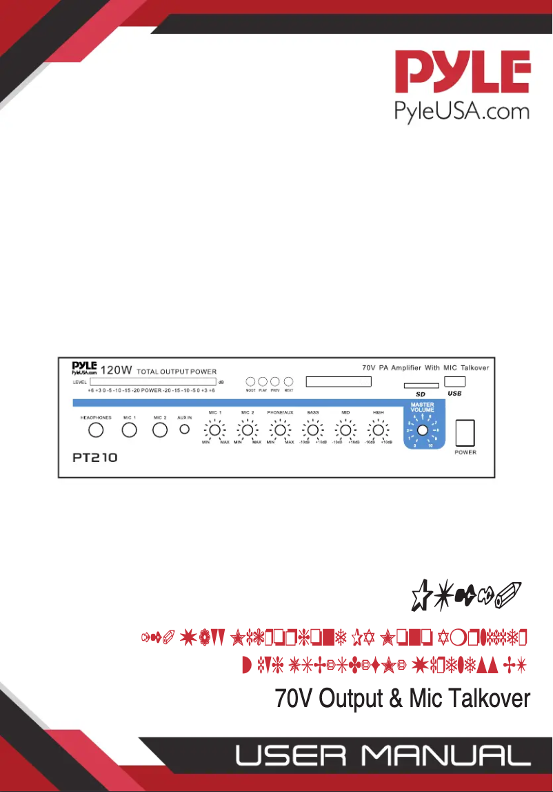 Page n°1 - Manuel utilisateur Pyle PT210
