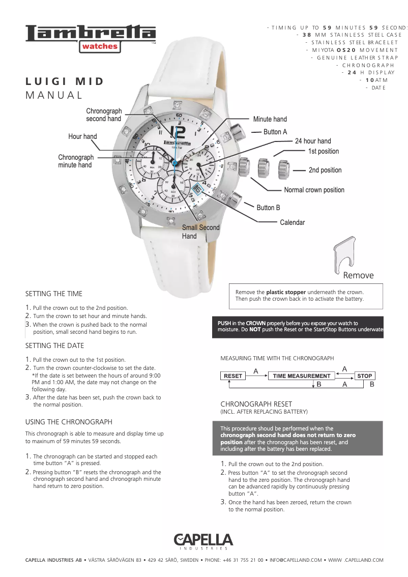 Page 1 de la notice Manuel utilisateur Lambretta Luigi Mid