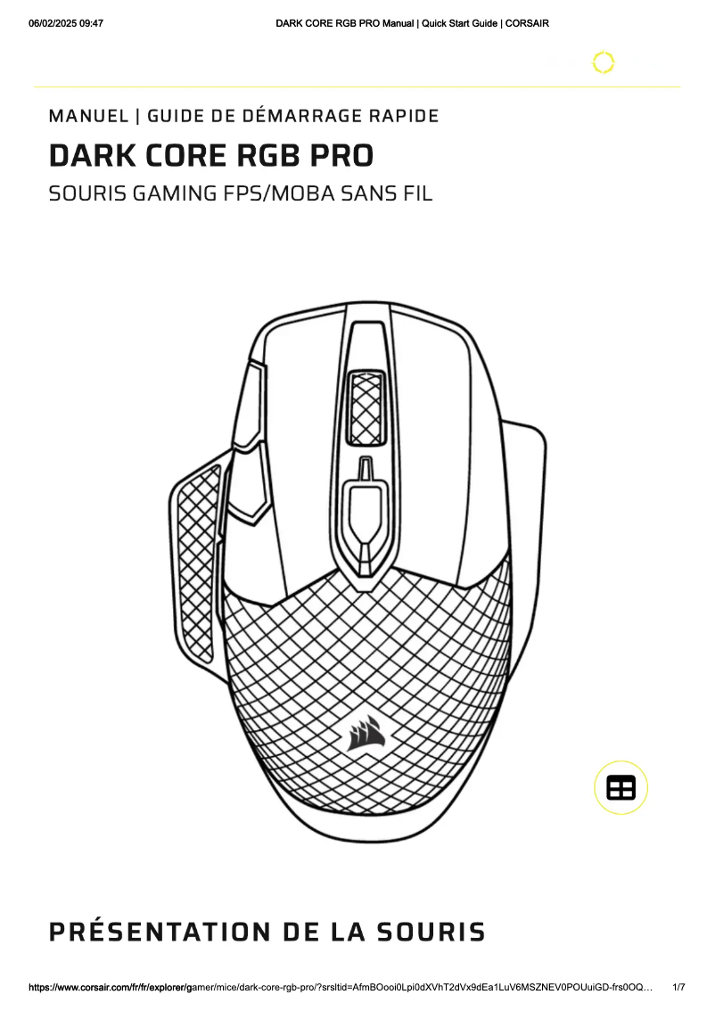 Page n°1 - Manuel utilisateur Corsair Dark Core RGB Pro