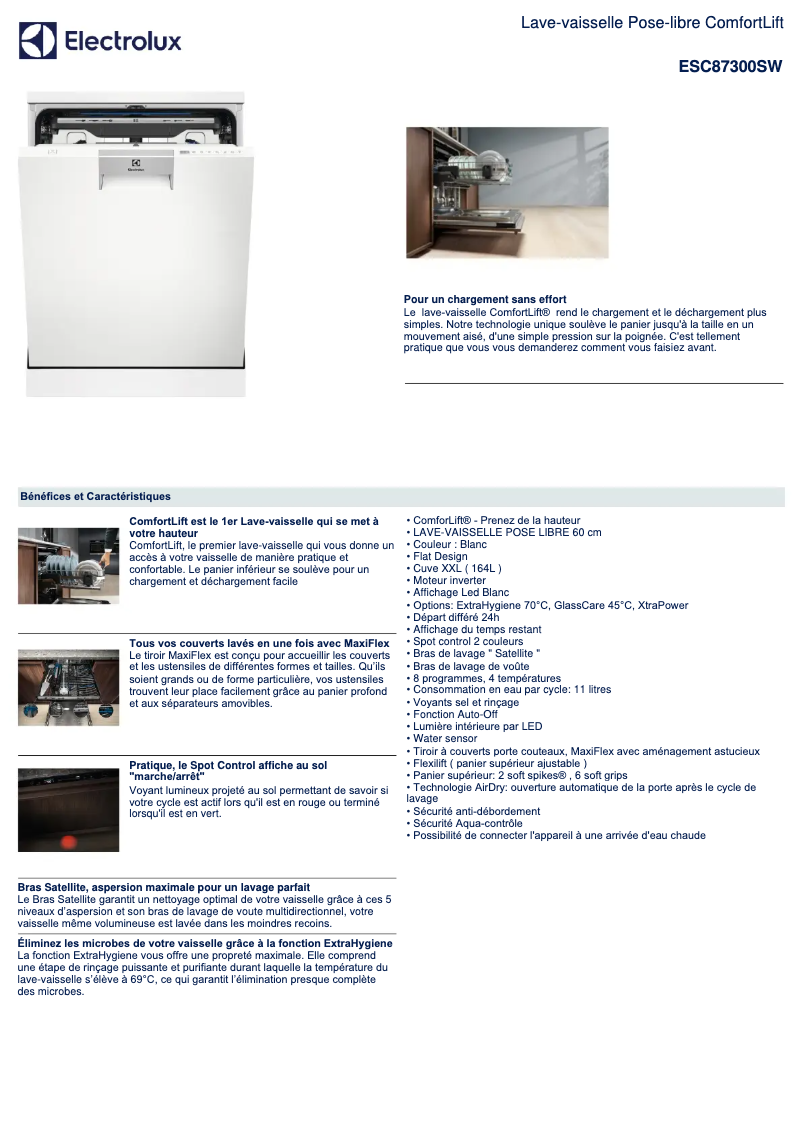 Page n°1 - Fiche technique Electrolux ESC87300SW