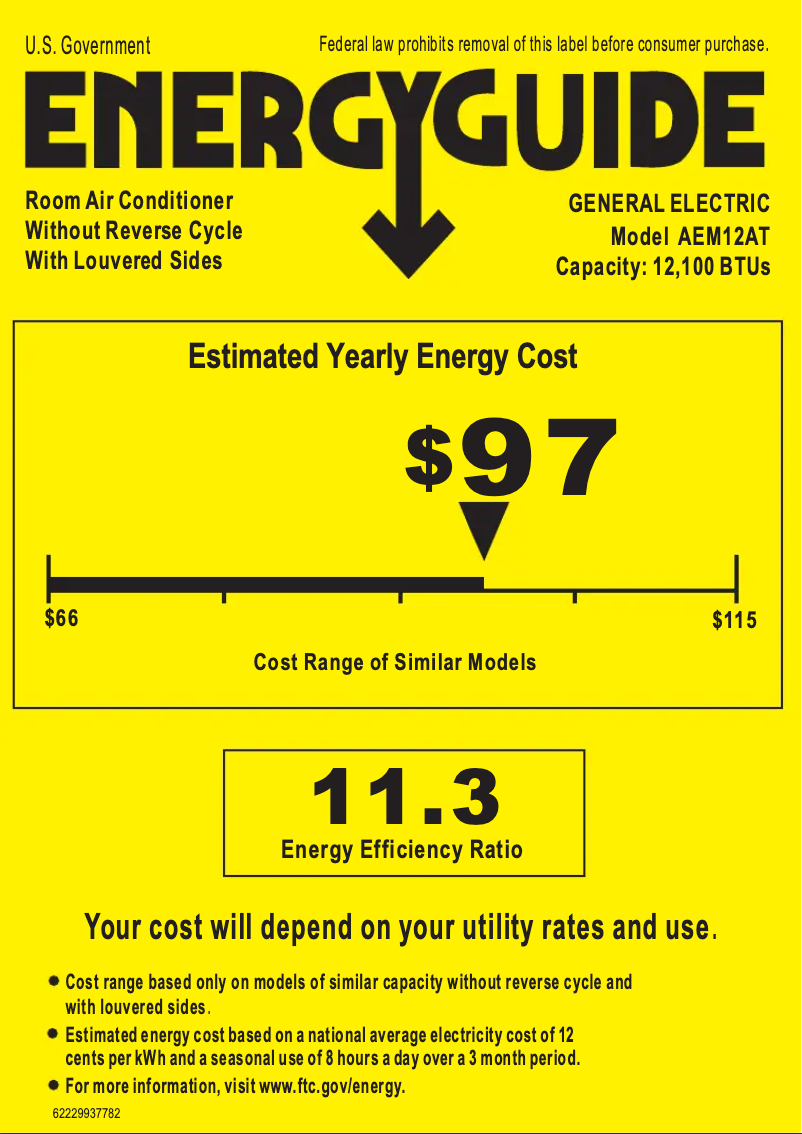 Page n°1 - Label énergétique GE AEM12AT