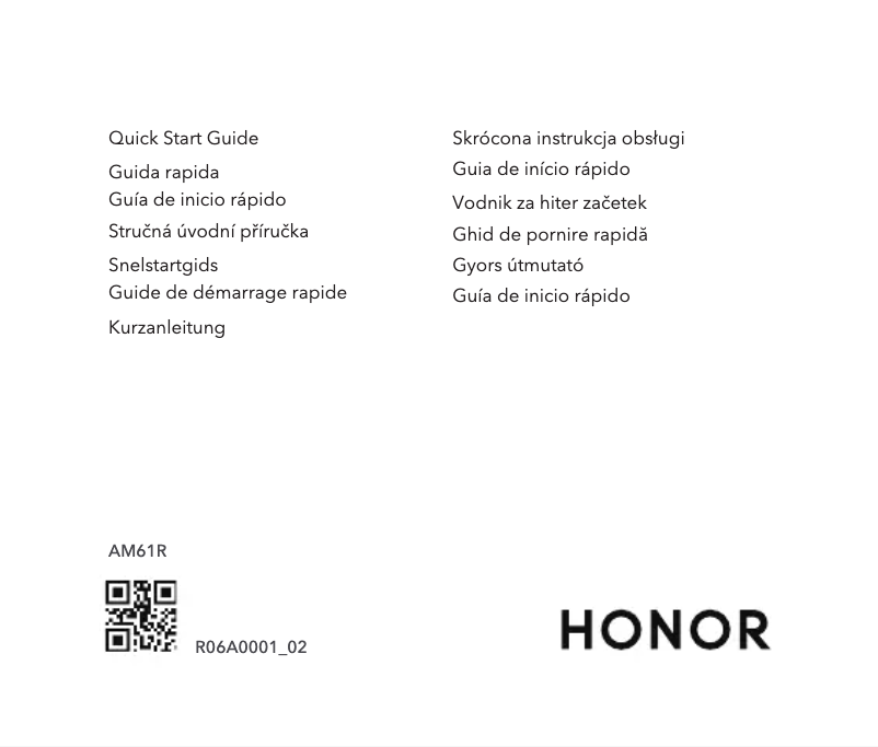 Page 1 de la notice Guide de démarrage rapide Honor AM 61 Sport