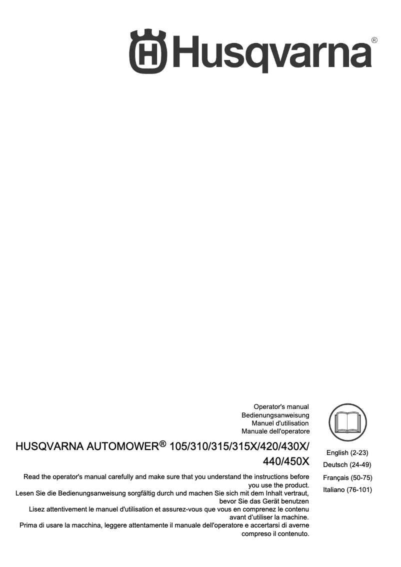 Page n°1 - Manuel utilisateur Husqvarna Automower 440