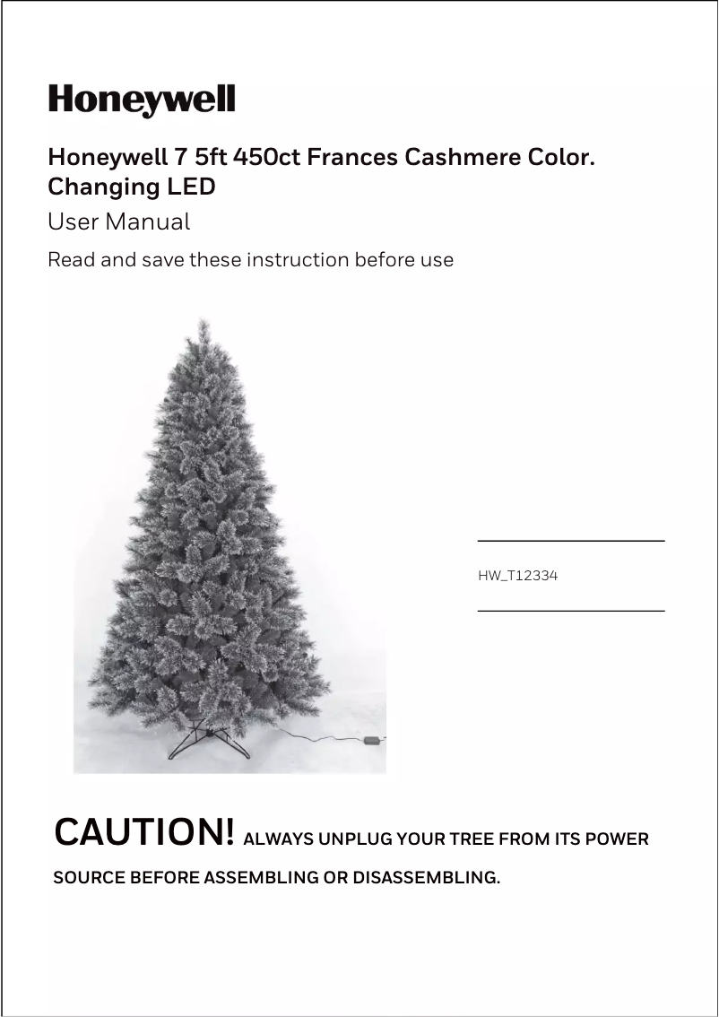 Page n°1 - Manuel utilisateur Honeywell HW_T12334
