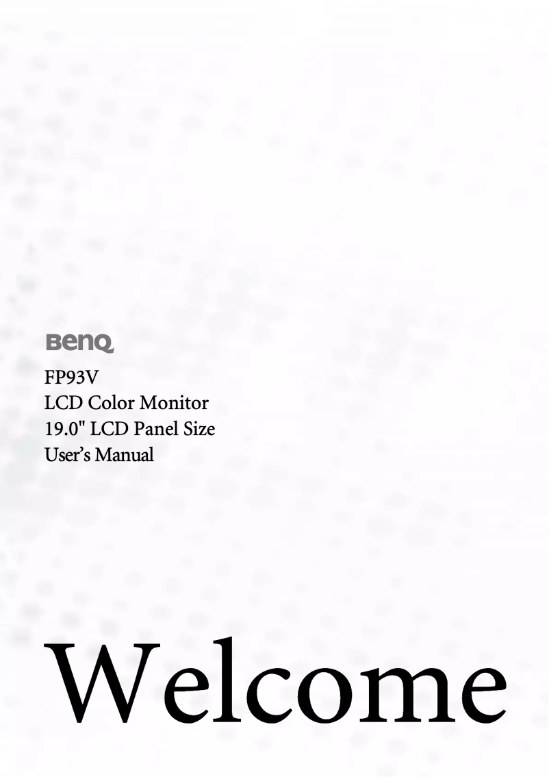 Page 1 of the manual User Manual BenQ FP93V
