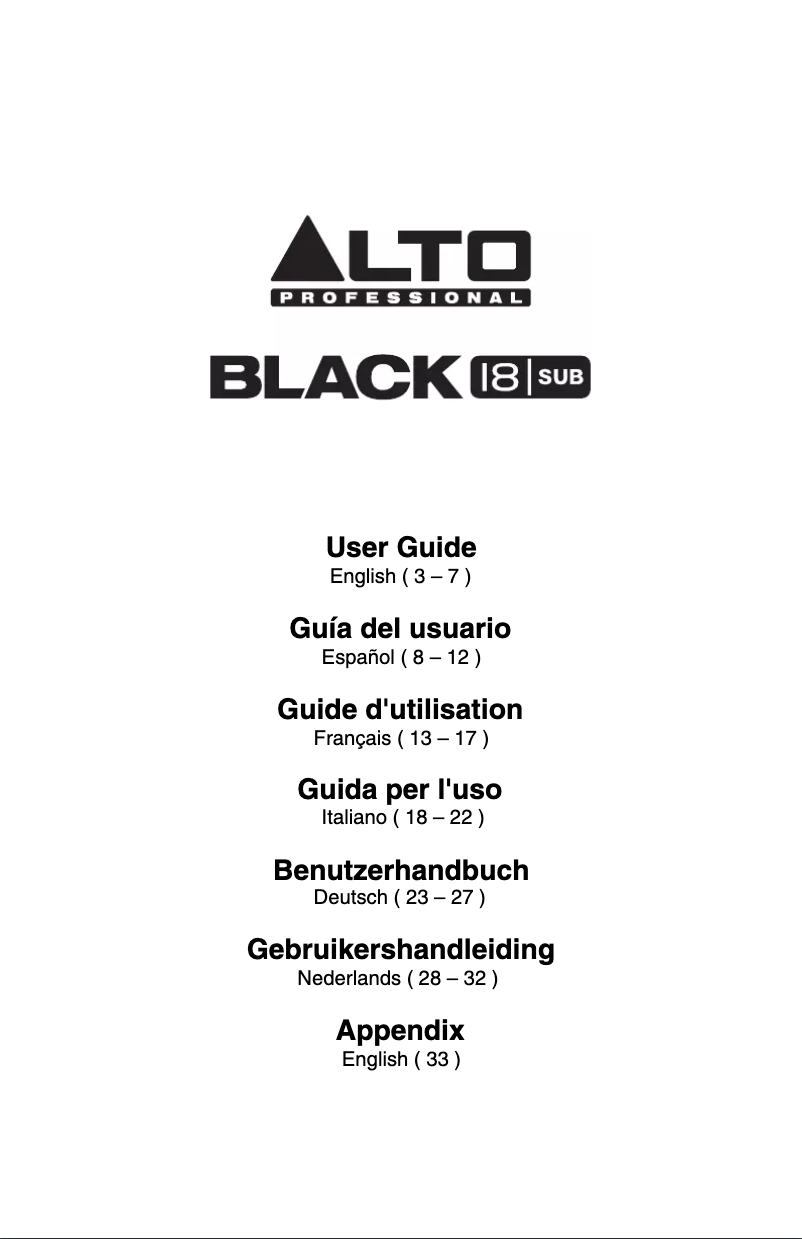 Image de la première page du manuel de l'appareil Black 18 sub