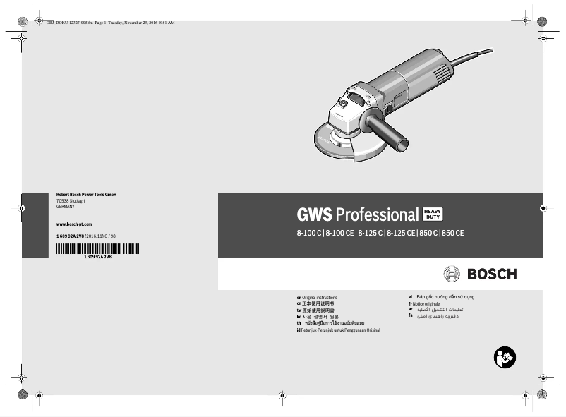 Image de la première page du manuel de l'appareil GWS 850 C Professional
