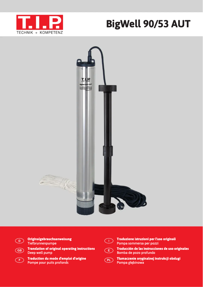 Page 1 de la notice Manuel utilisateur T.I.P. BigWell 90/53 AUT