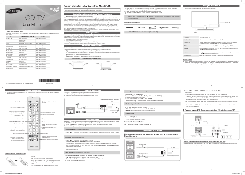 Image de la première page du manuel de l'appareil LN32E420E2G