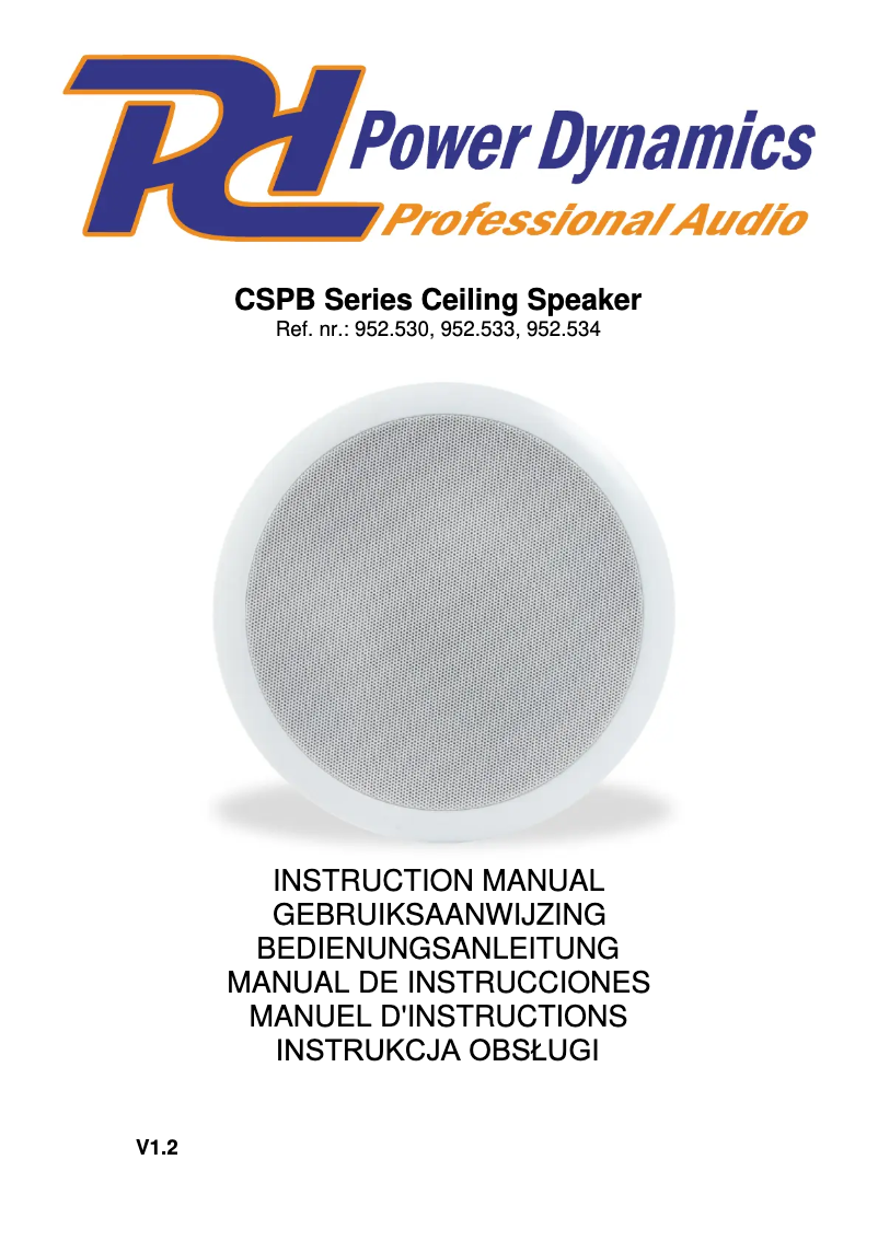 Page n°1 - Manuel utilisateur Power Dynamics CSPB8