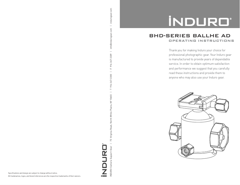 Page n°1 - Manuel utilisateur Induro BHD2