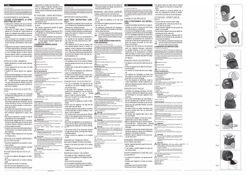 Page 1 de la notice Manuel utilisateur Ariete Pro Grind 3016