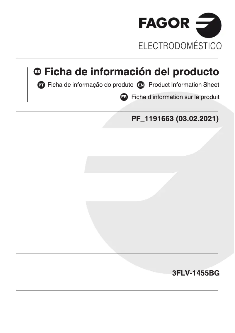 Page 1 de la notice Manuel utilisateur Fagor 3FLV-1455BG