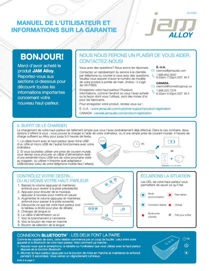 Page n°1 - Manuel utilisateur Jam Alloy HX-P560