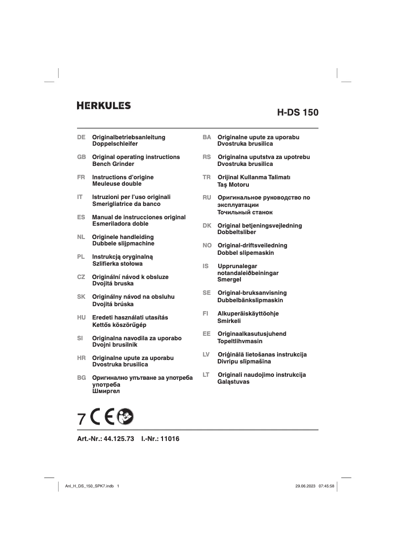 Page 1 de la notice Manuel utilisateur Herkules H-DS 150