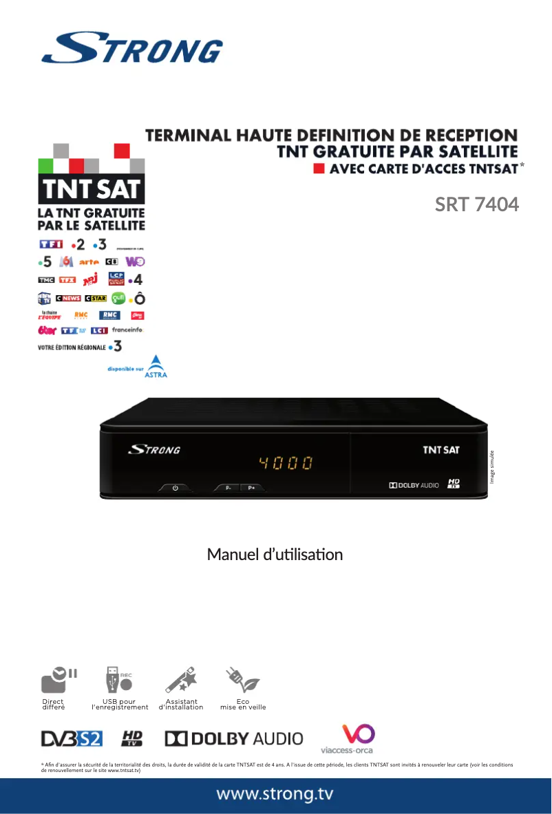 Page 1 de la notice Manuel utilisateur Strong SRT 7404