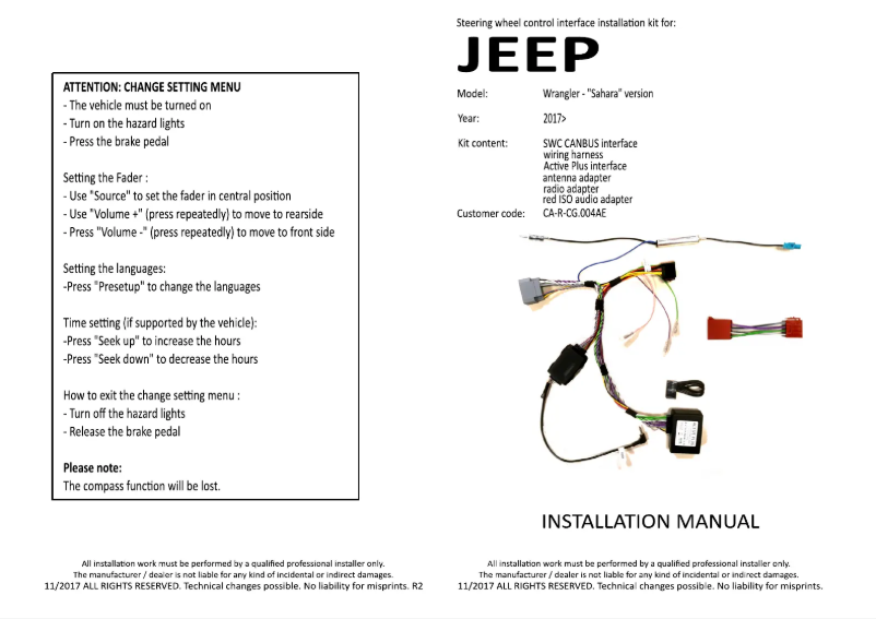 Page n°1 - Manuel utilisateur Pioneer CA-R-CG.004AE