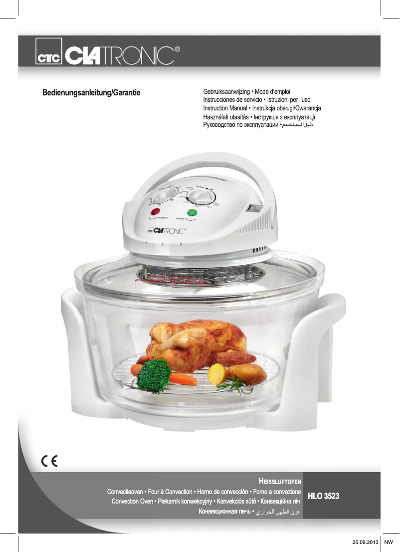 Page 1 de la notice Manuel utilisateur Clatronic HLO 3523